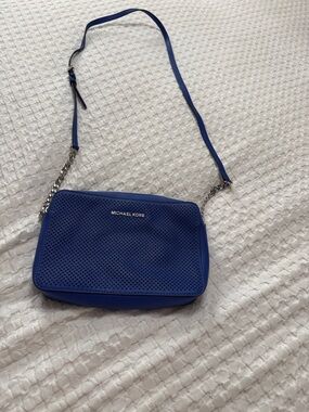 Michael Kors Royal Blue Perforated Crossbody Bag